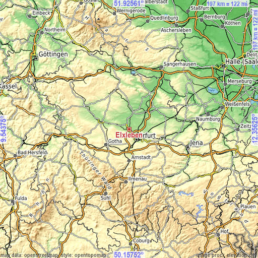 Topographic map of Elxleben