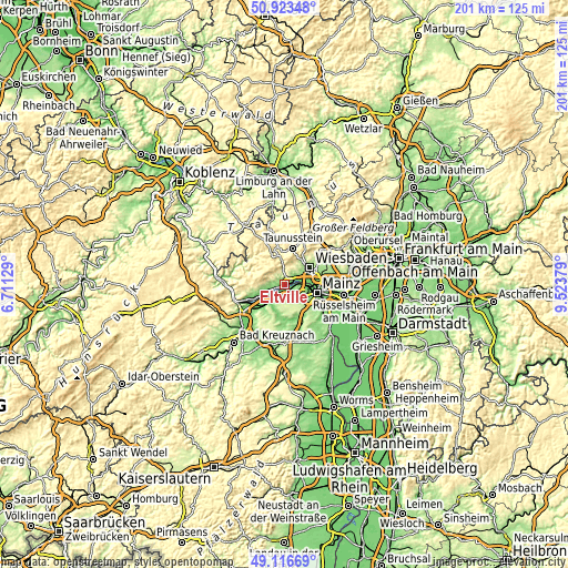 Topographic map of Eltville