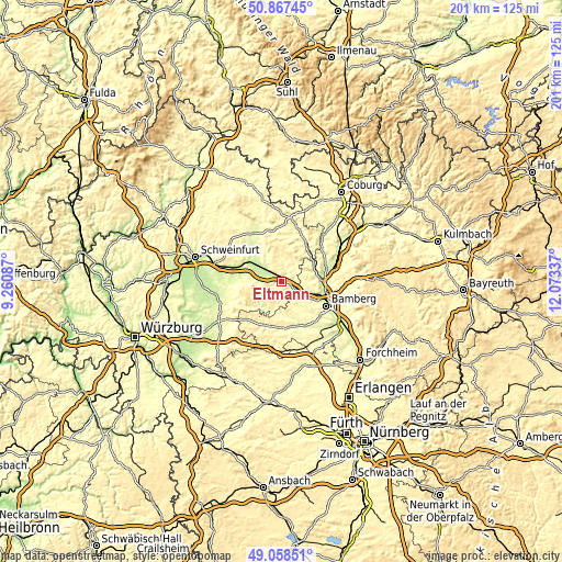 Topographic map of Eltmann