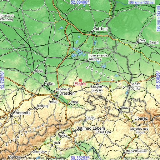 Topographic map of Elstra