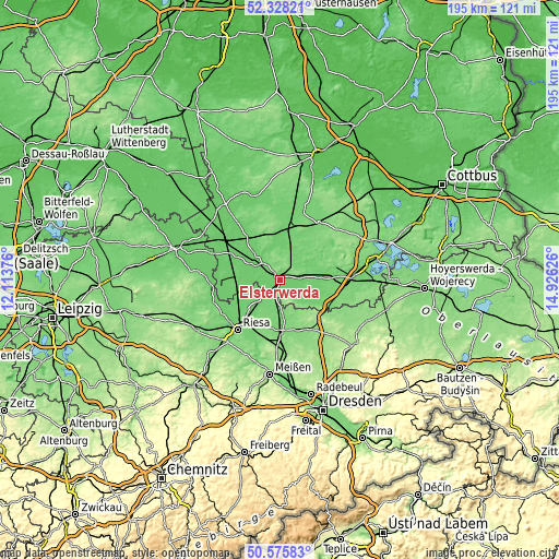 Topographic map of Elsterwerda