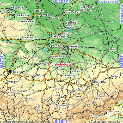 Topographic map of Elstertrebnitz