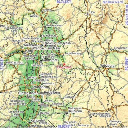 Topographic map of Elsenfeld