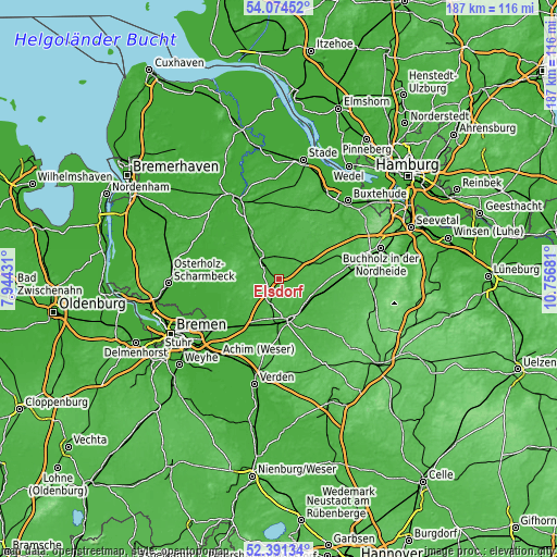 Topographic map of Elsdorf