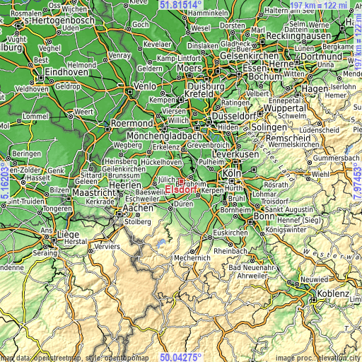 Topographic map of Elsdorf
