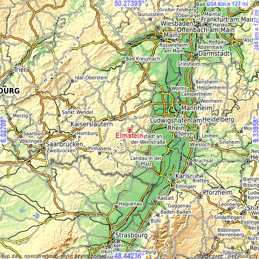 Topographic map of Elmstein