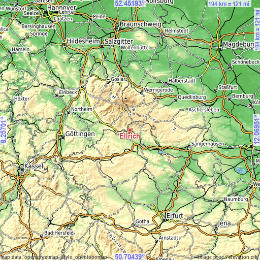 Topographic map of Ellrich