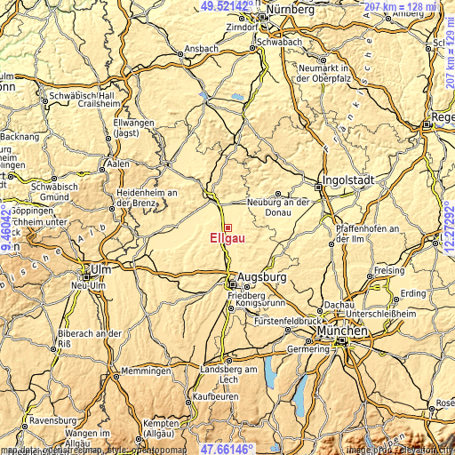 Topographic map of Ellgau