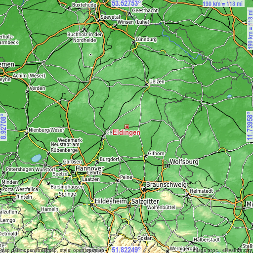 Topographic map of Eldingen