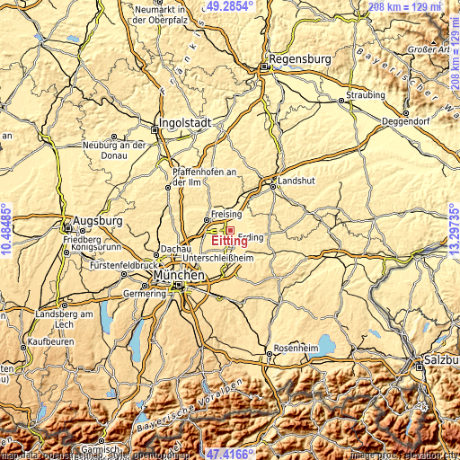 Topographic map of Eitting