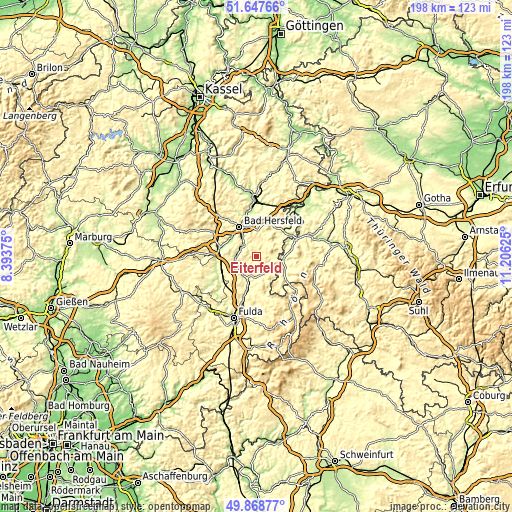 Topographic map of Eiterfeld