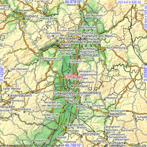 Topographic map of Einhausen