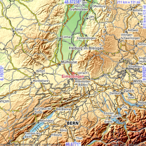 Topographic map of Eimeldingen