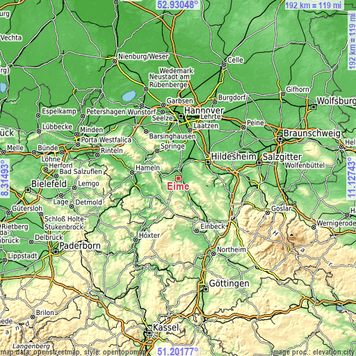 Topographic map of Eime