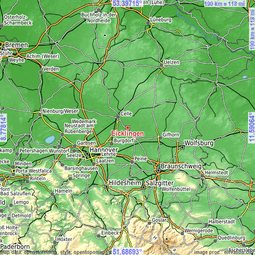 Topographic map of Eicklingen