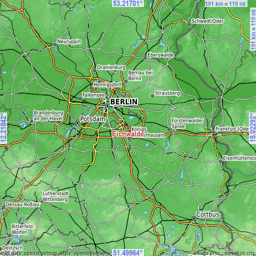 Topographic map of Eichwalde