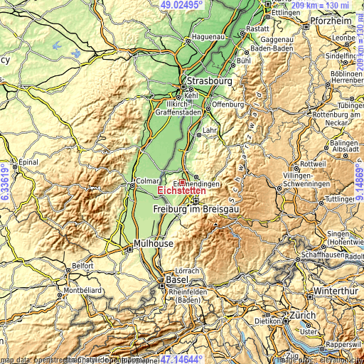 Topographic map of Eichstetten