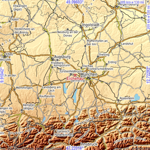 Topographic map of Eichenau
