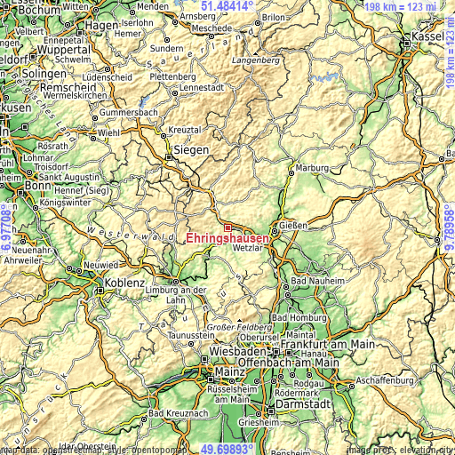 Topographic map of Ehringshausen