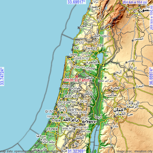 Topographic map of Umm el Faḥm