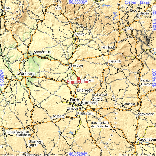 Topographic map of Eggolsheim