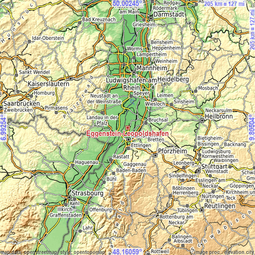 Topographic map of Eggenstein-Leopoldshafen