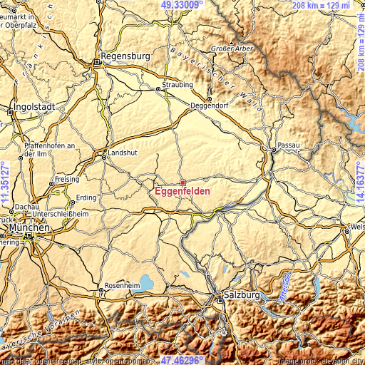 Topographic map of Eggenfelden