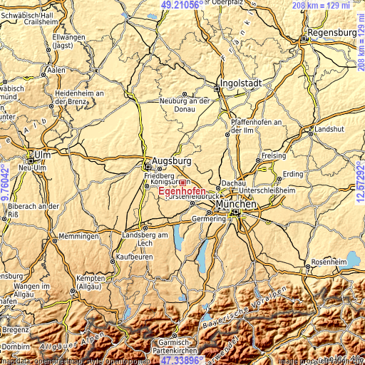 Topographic map of Egenhofen