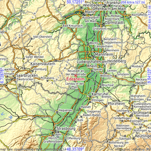 Topographic map of Edesheim