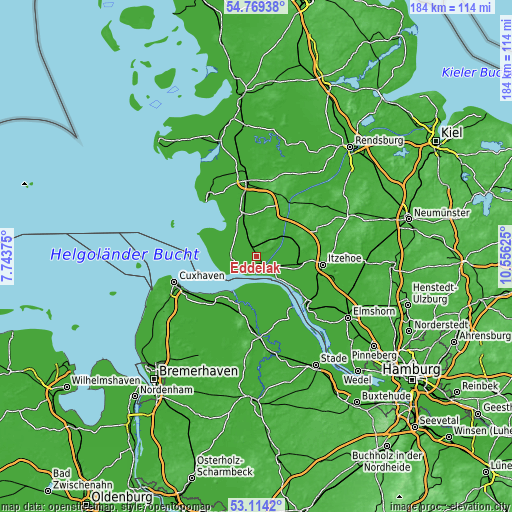 Topographic map of Eddelak