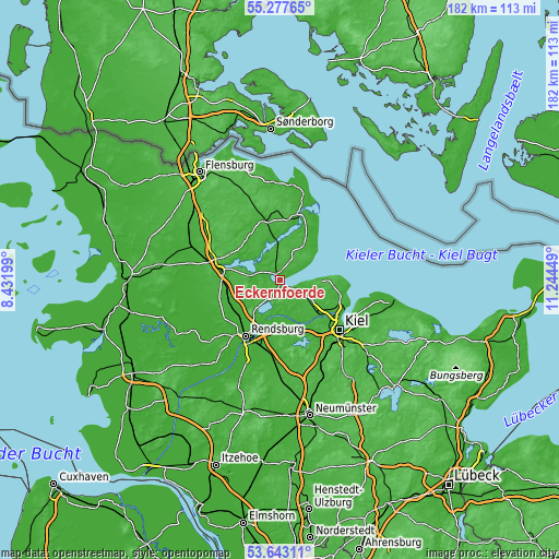 Topographic map of Eckernförde