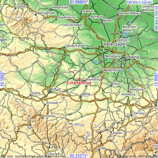 Topographic map of Eckartsberga