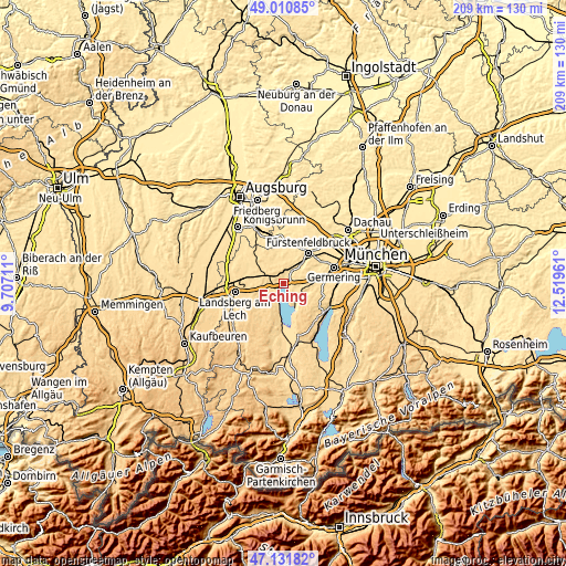 Topographic map of Eching