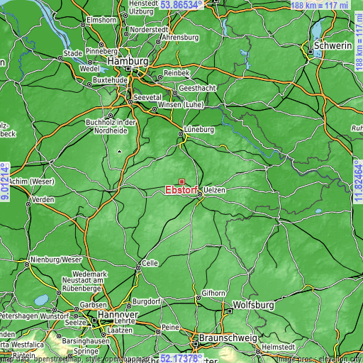 Topographic map of Ebstorf