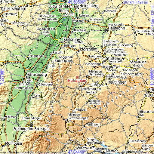 Topographic map of Ebhausen