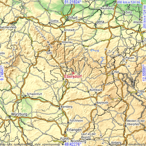 Topographic map of Ebersdorf