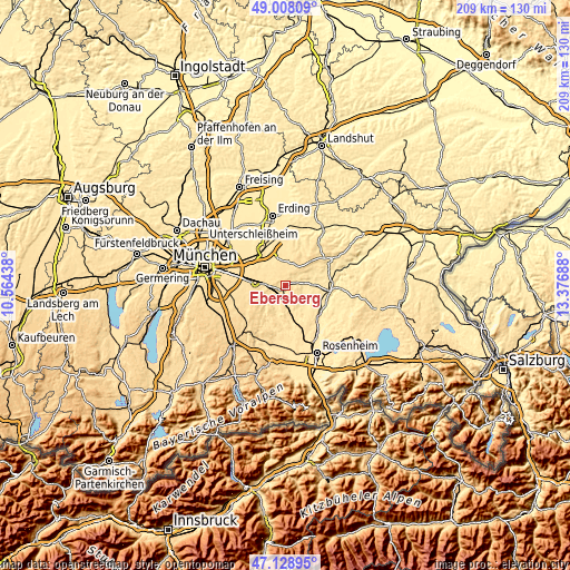 Topographic map of Ebersberg