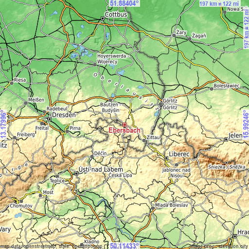 Topographic map of Ebersbach