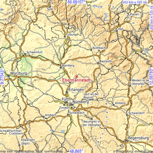 Topographic map of Ebermannstadt