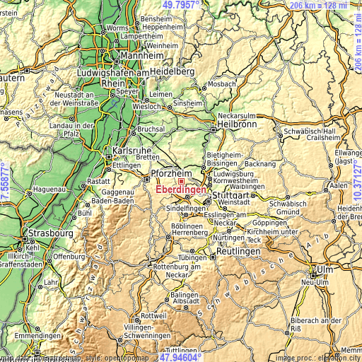 Topographic map of Eberdingen