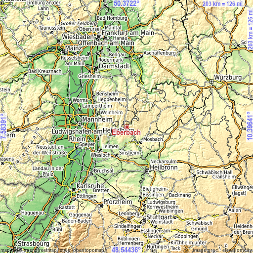 Topographic map of Eberbach