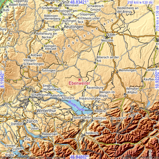 Topographic map of Ebenweiler