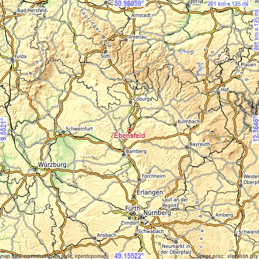 Topographic map of Ebensfeld