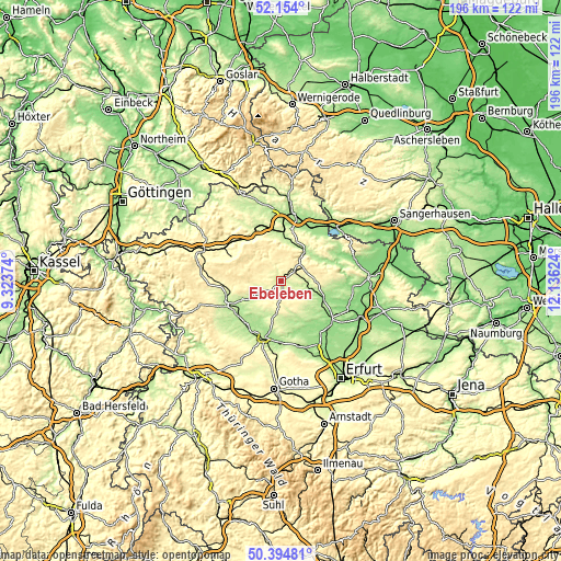 Topographic map of Ebeleben