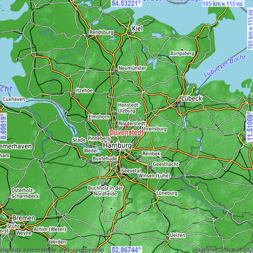 Topographic map of Duvenstedt