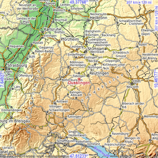 Topographic map of Dußlingen