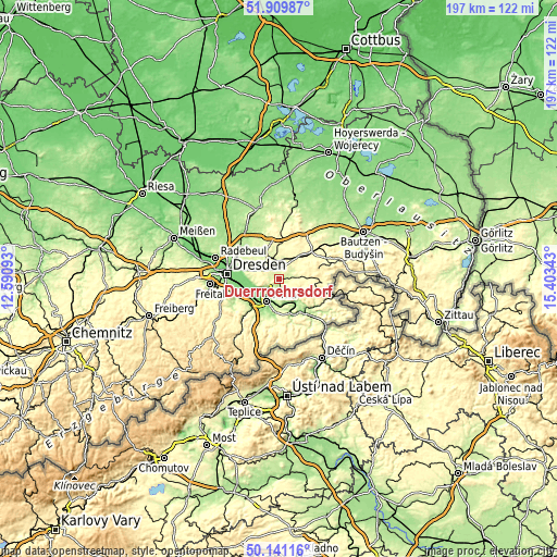 Topographic map of Dürrröhrsdorf