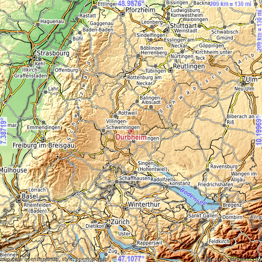 Topographic map of Dürbheim