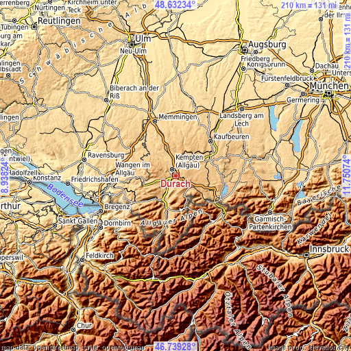 Topographic map of Durach