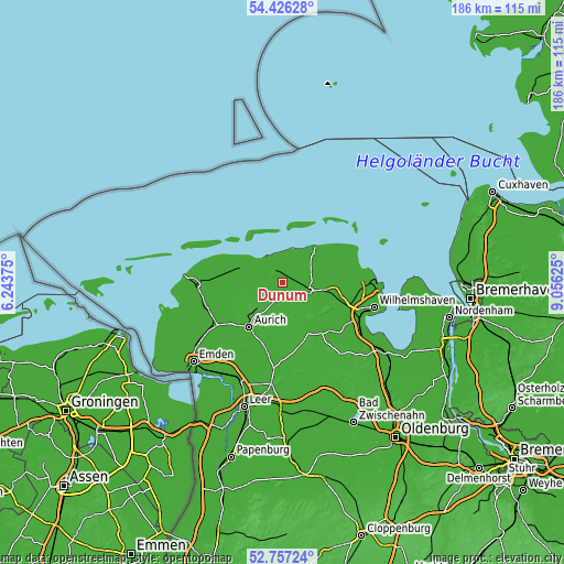 Topographic map of Dunum